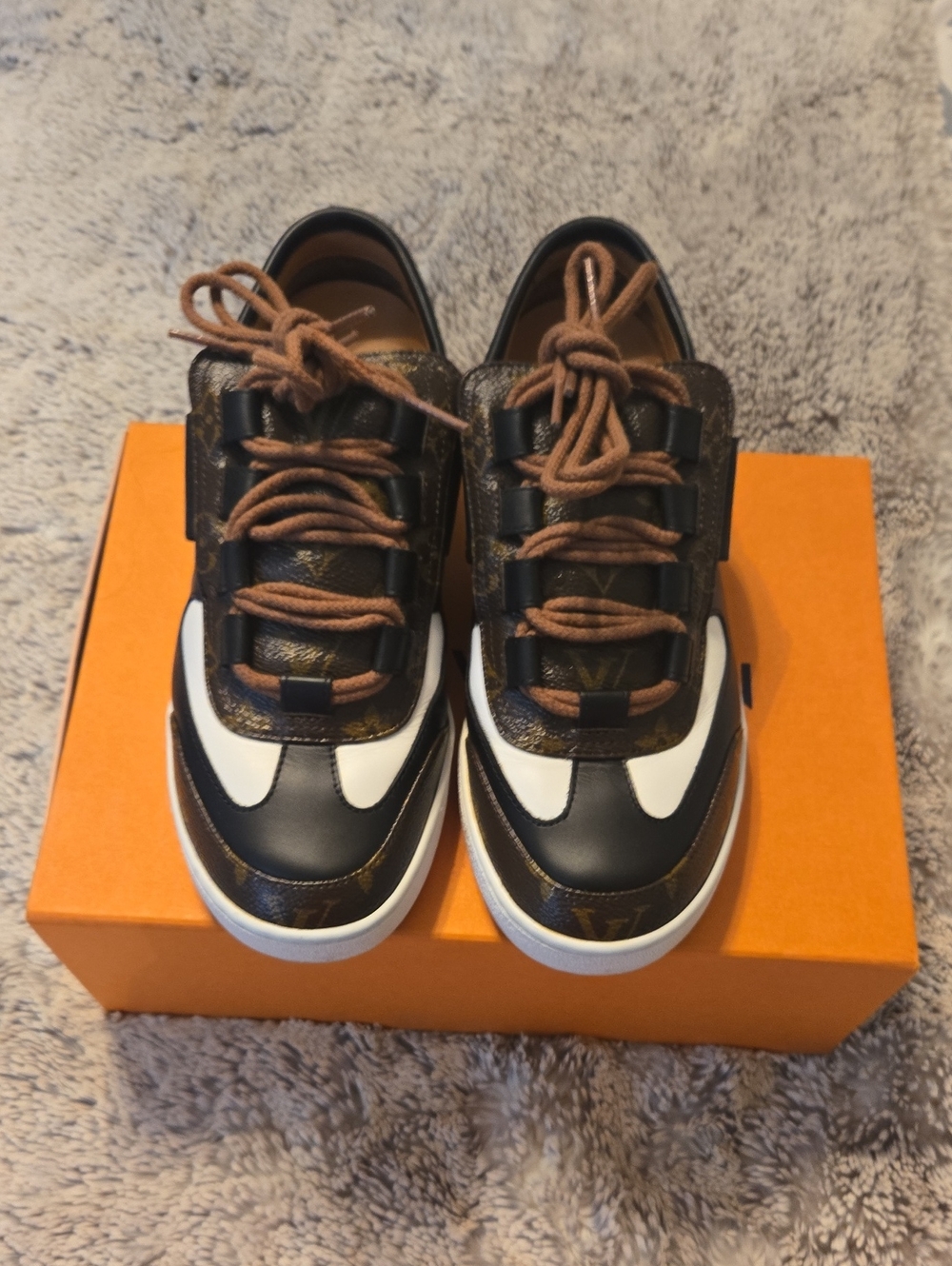 Louis Vuitton Monogram Black, Brown & White Low-Top Sneakers